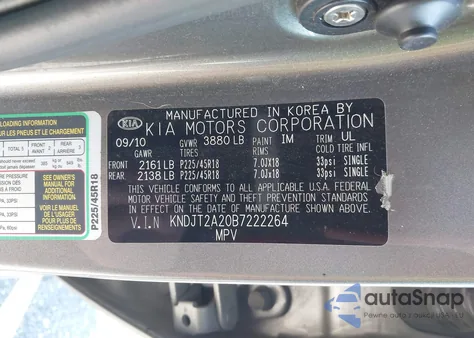 2011 Kia Soul Sport z USA, uszkodzony, nr VIN KNDJT2A20B7222264